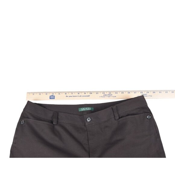Ralph Lauren Straight-Leg Stretch Pants Women’s 14 Chocolate Brown Cotton Twill - Picture 4 of 6